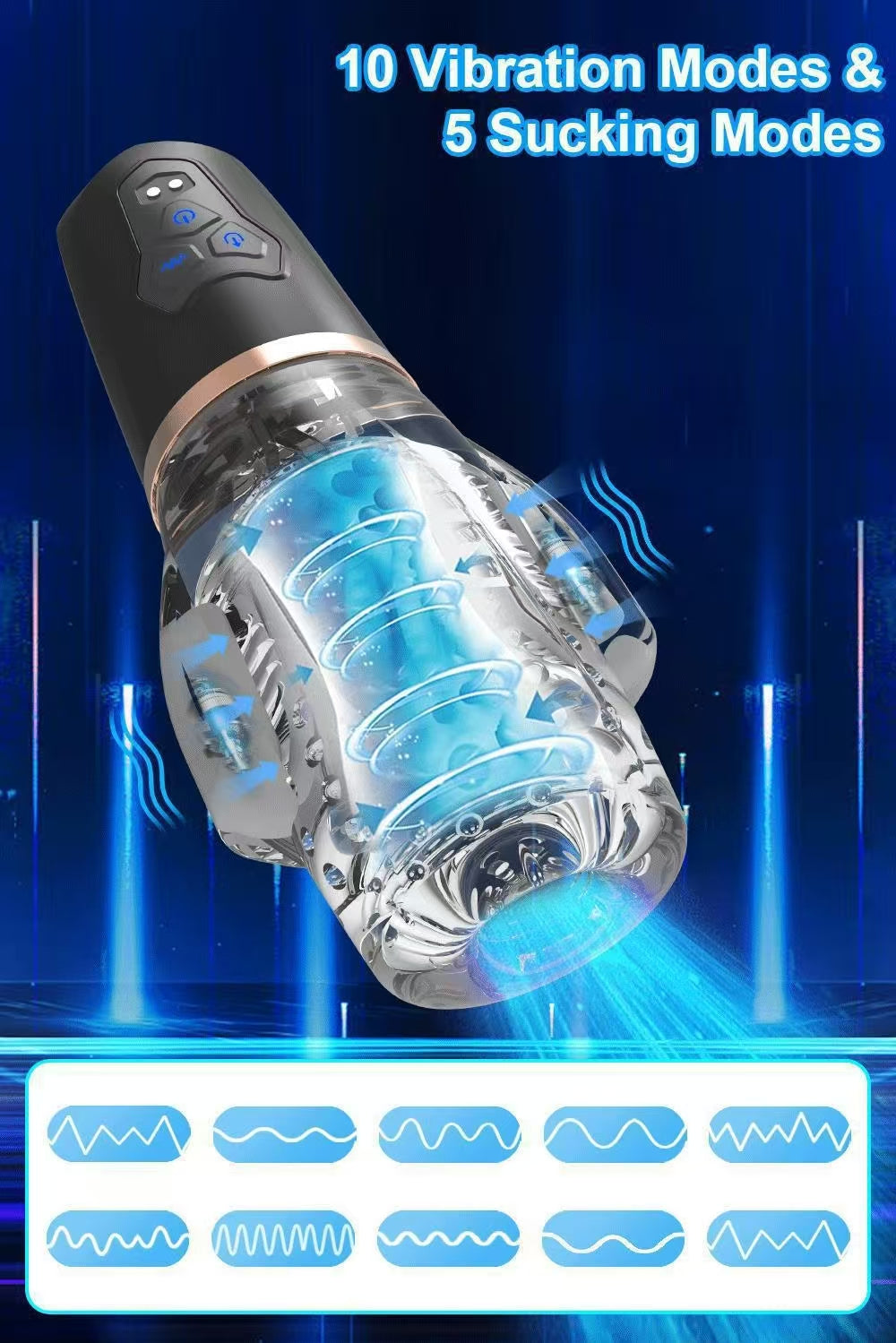 Clear Fleshlight Vibrating Sucking Male Masturbator Cup