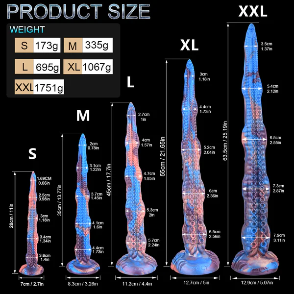 Extra Long Blue Fantasy Tentacle Dildo