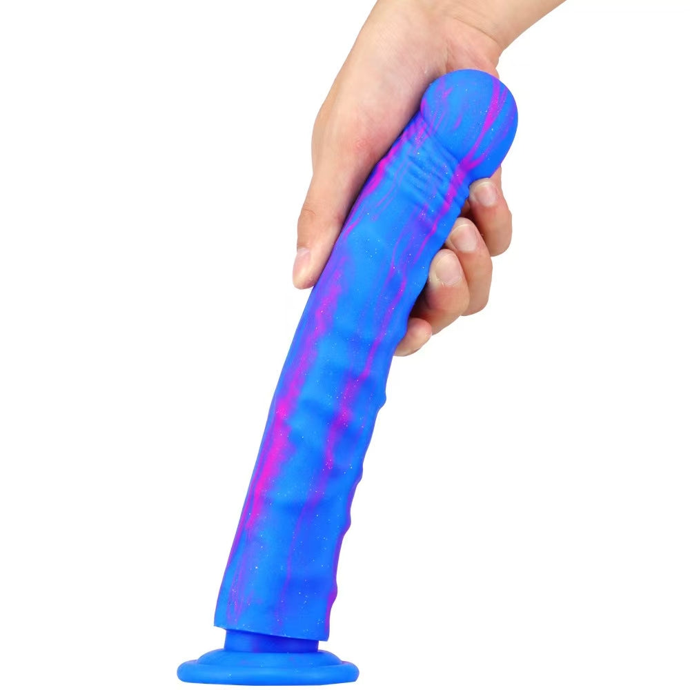 Blue 9 Inch Long Silicone Anal Dildo