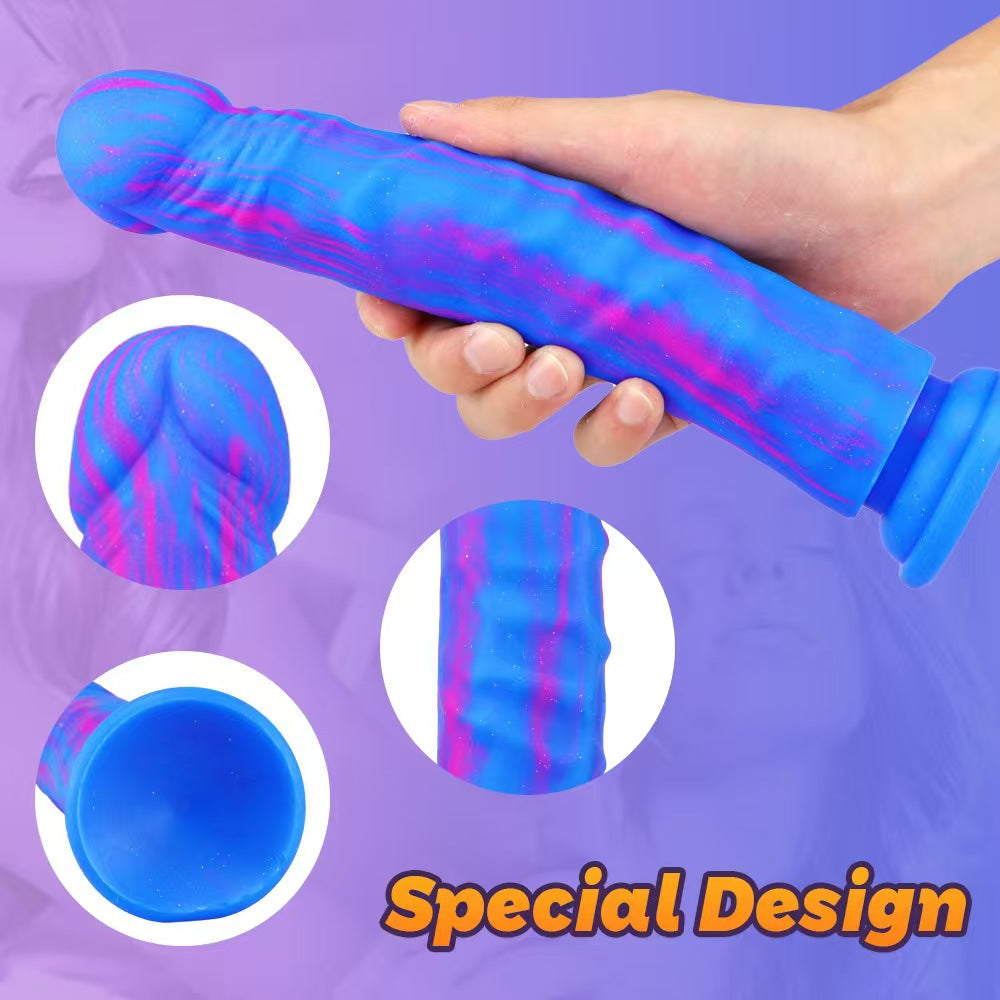 Blue 9 Inch Long Silicone Anal Dildo