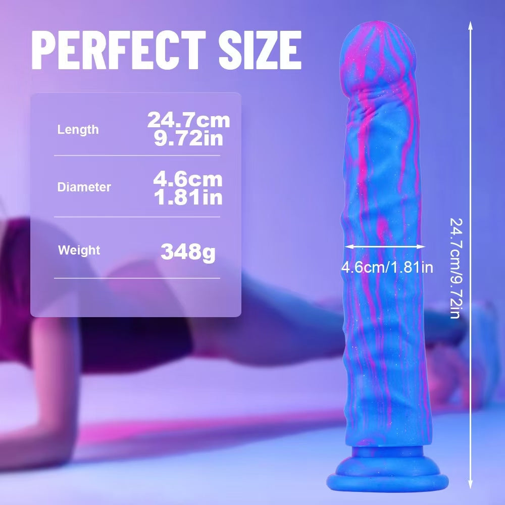 Blue 9 Inch Long Silicone Anal Dildo