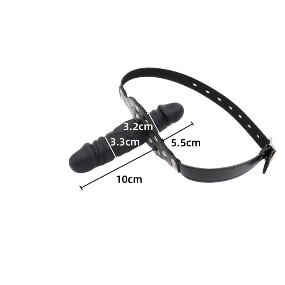 Leather Strap On Face Double Ended Dildo Gag