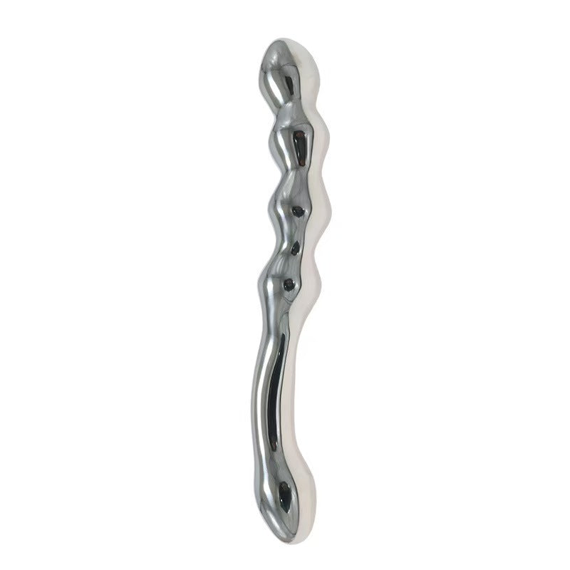 8 Inch Beaded Stretched Metal Dildo