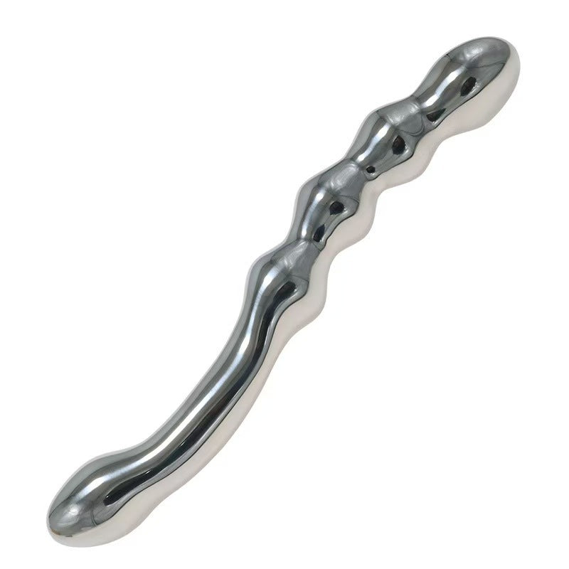 8 Inch Beaded Stretched Metal Dildo