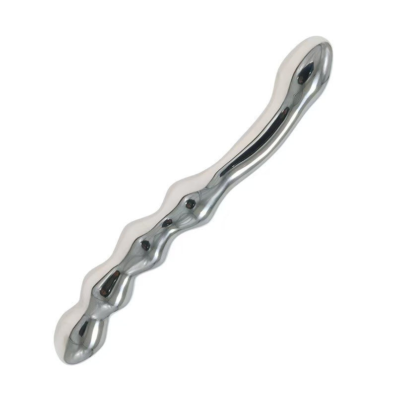 8 Inch Beaded Stretched Metal Dildo