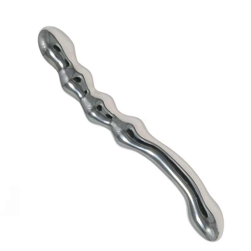 8 Inch Beaded Stretched Metal Dildo
