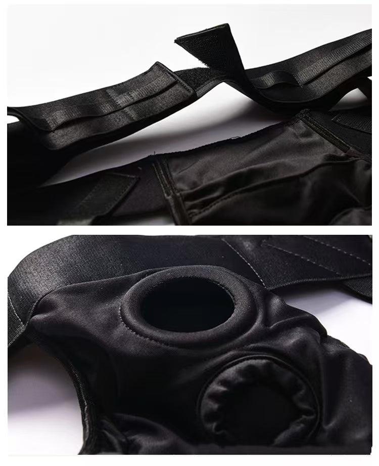 Black Double Hole Strap On Harness
