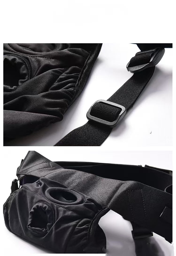Black Double Hole Strap On Harness