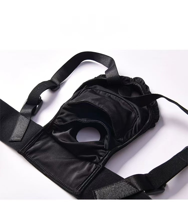 Black Double Hole Strap On Harness