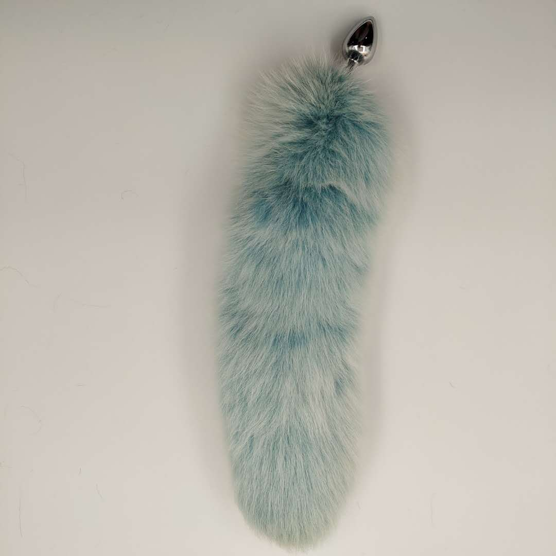 Blue 27 Inch Fox Tail Metal Butt Plug