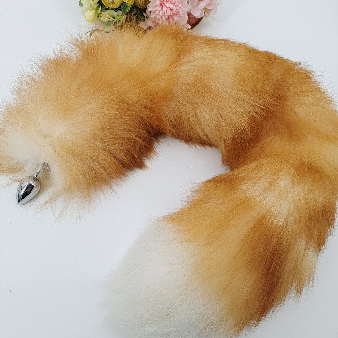 27 Inch Fluffy Fox Tail Anal Plug Set
