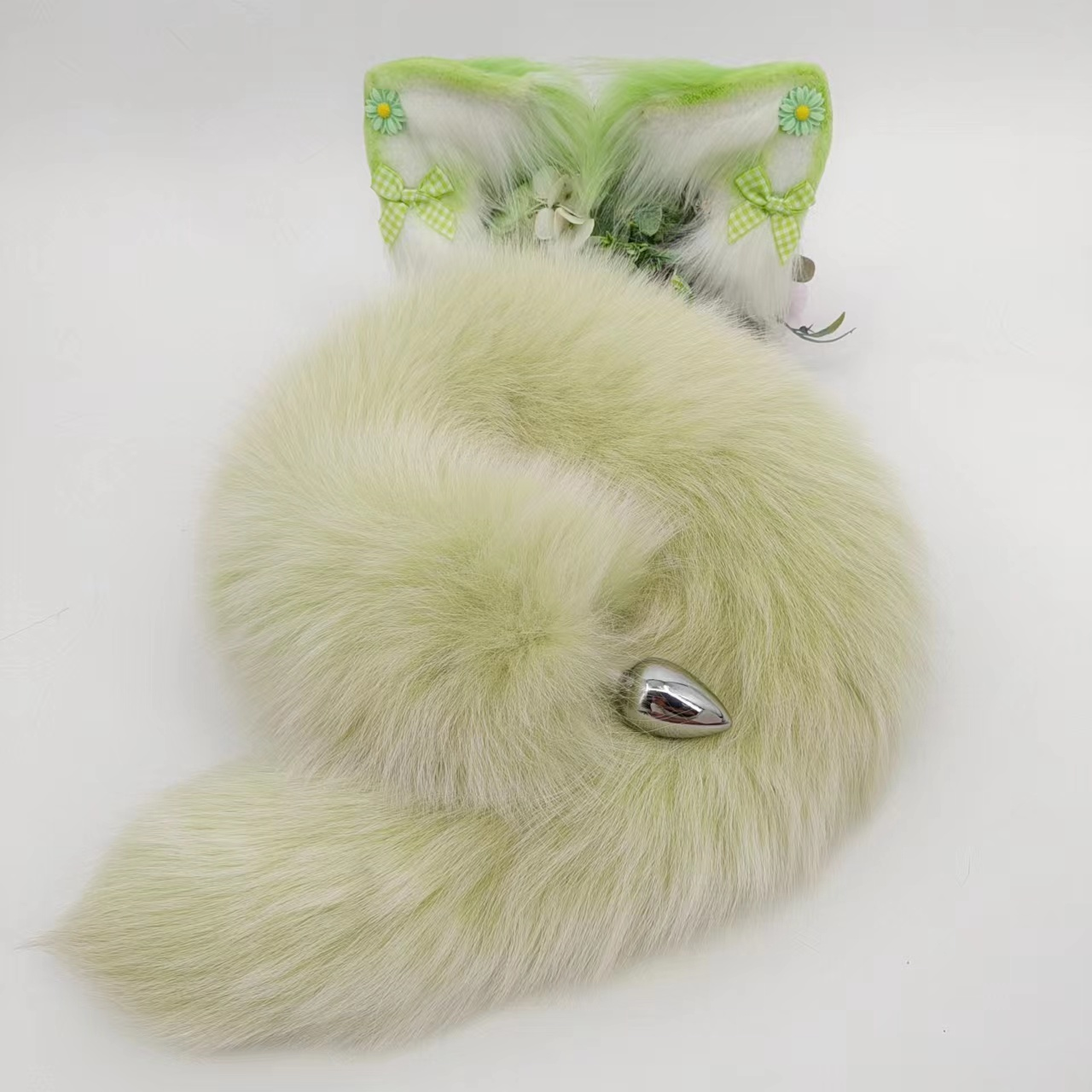 Green Furry Cosplay Fox Tail Butt Plug