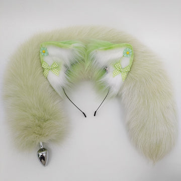 Green Furry Cosplay Fox Tail Butt Plug
