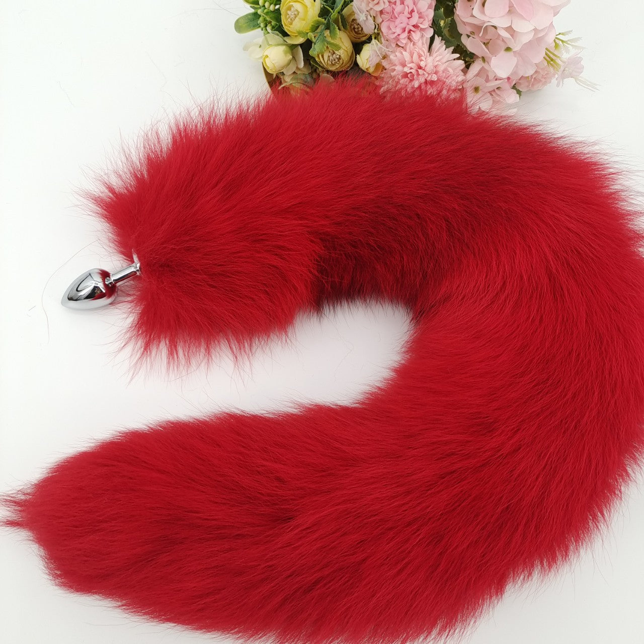 27 Inch Sexy Bright Red Fox Tail Butt Plug