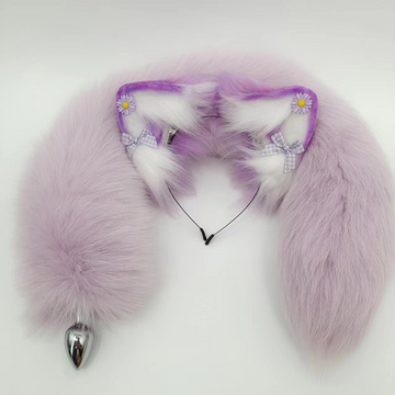 Purple Cute Fox Tail Metal Butt Plug