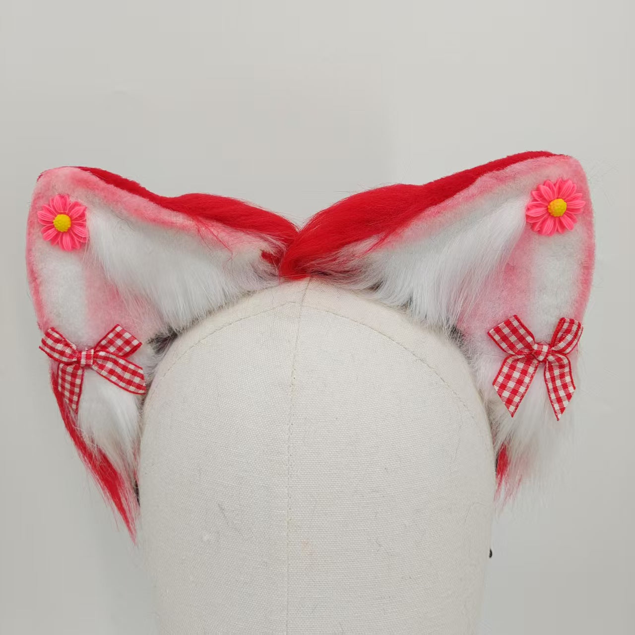 Vibrant Red Gradient Fox Tail Butt Plug