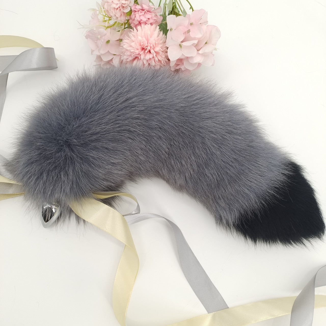 15 Inch Grey Beast Wolf Tail Butt Plug