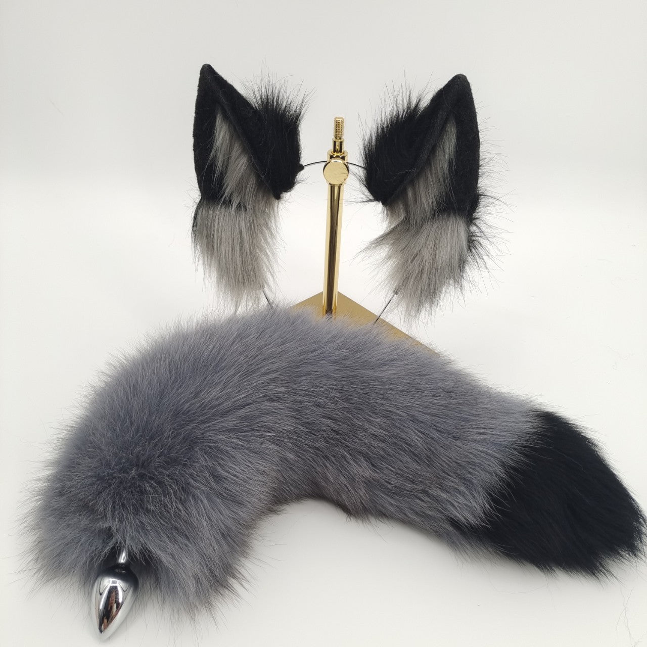 15 Inch Grey Beast Wolf Tail Butt Plug