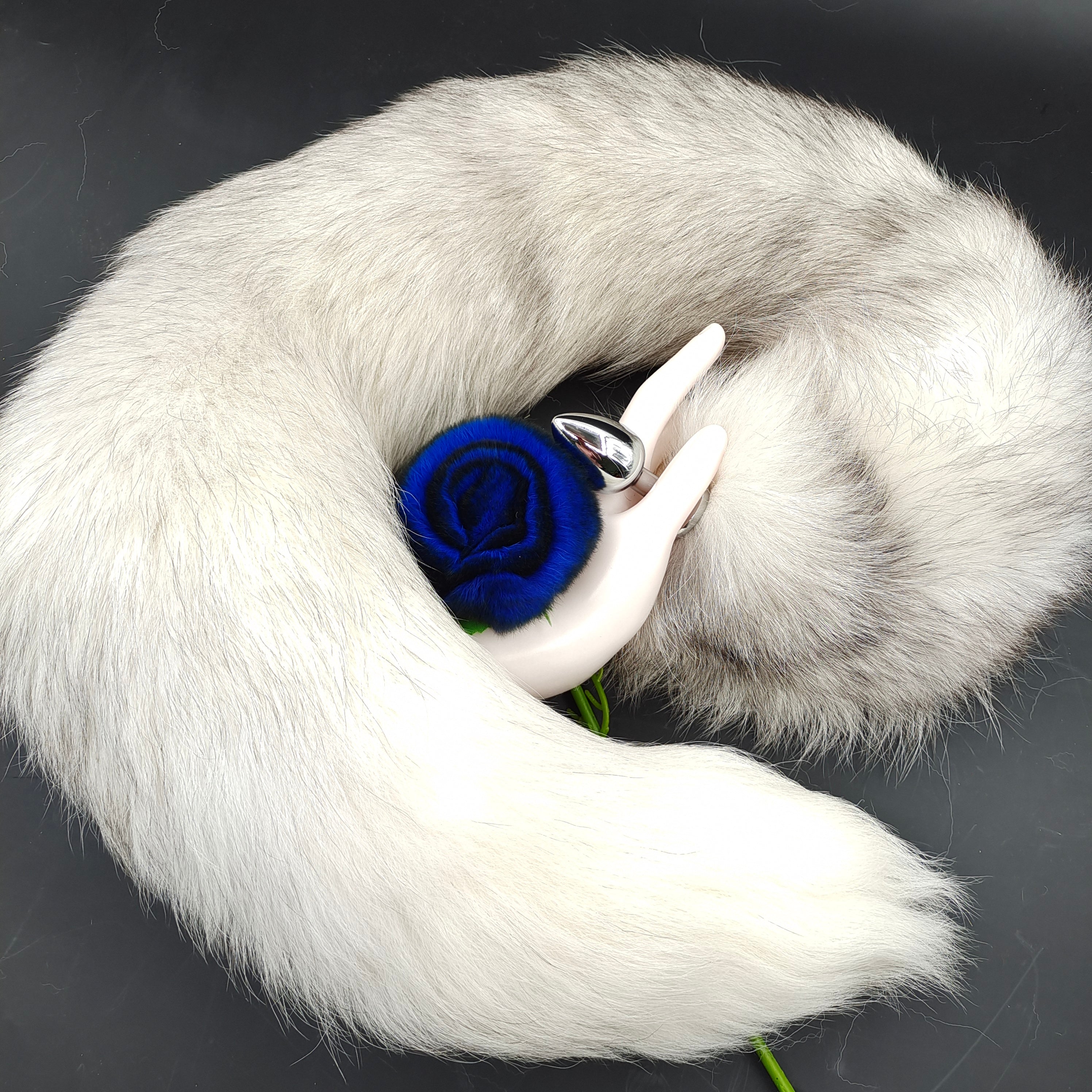 Furry Snow Fox Tail Metal Butt Plug