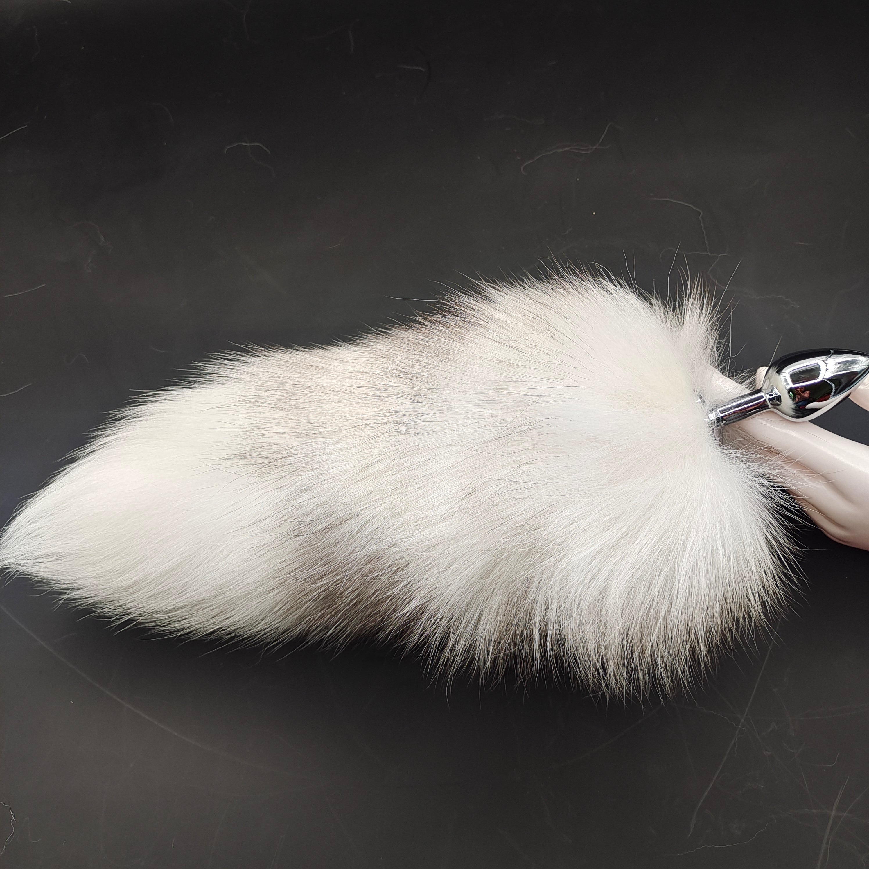 Furry Snow Fox Tail Metal Butt Plug