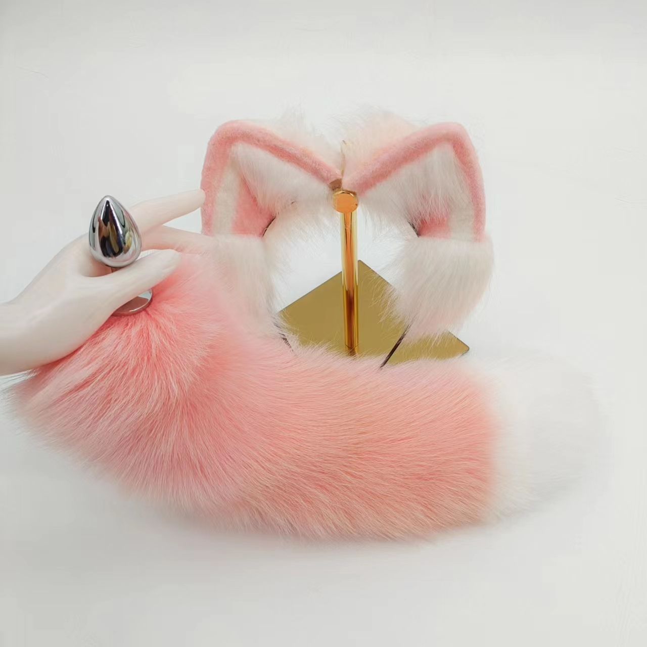 Fox Tail Pink Furry Butt Plug