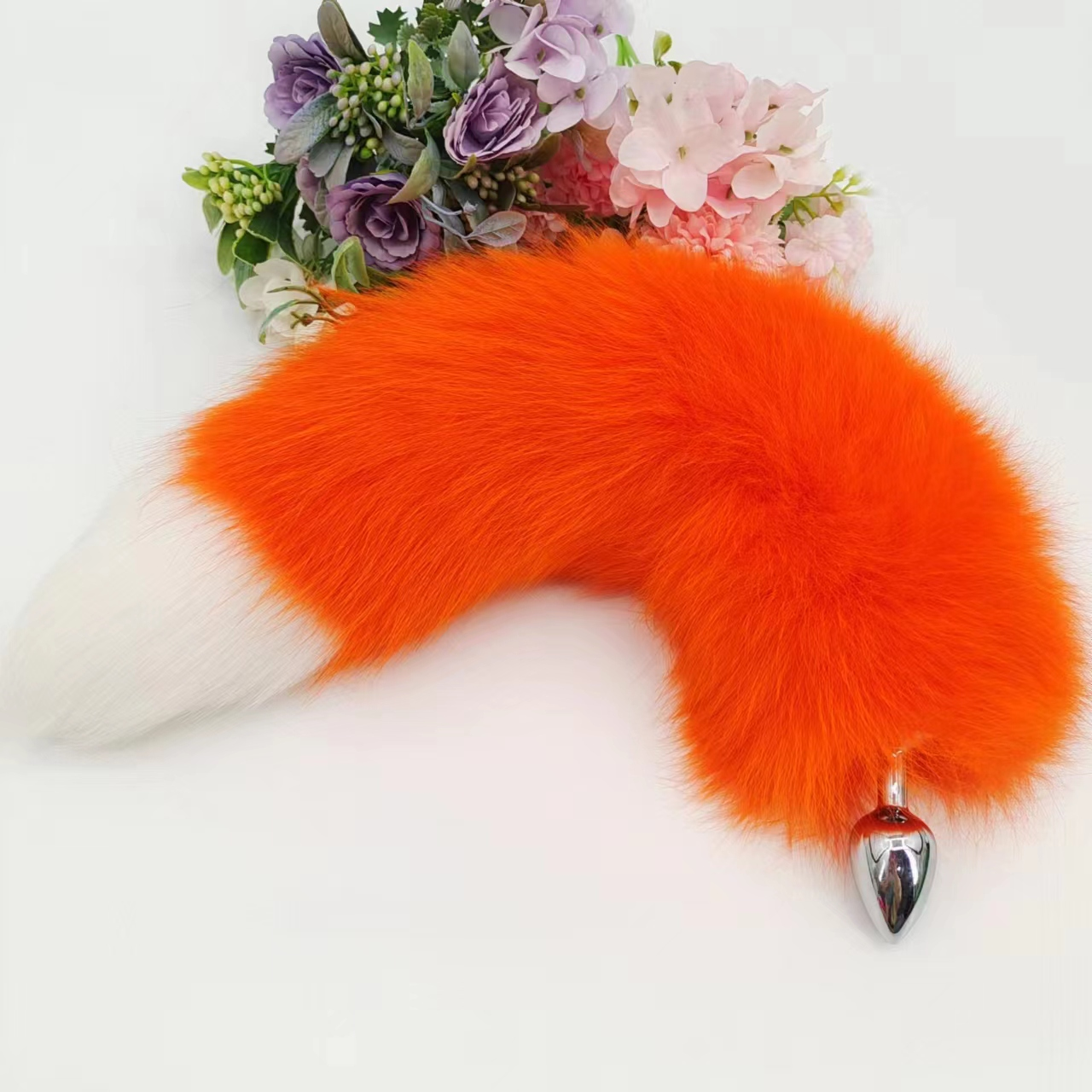 Fox Tail With Butt Plug 15 Inch Genuine Leather Set