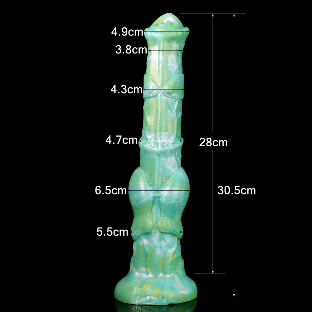 12 Inch Green Horse Cock Knot Long Dildo