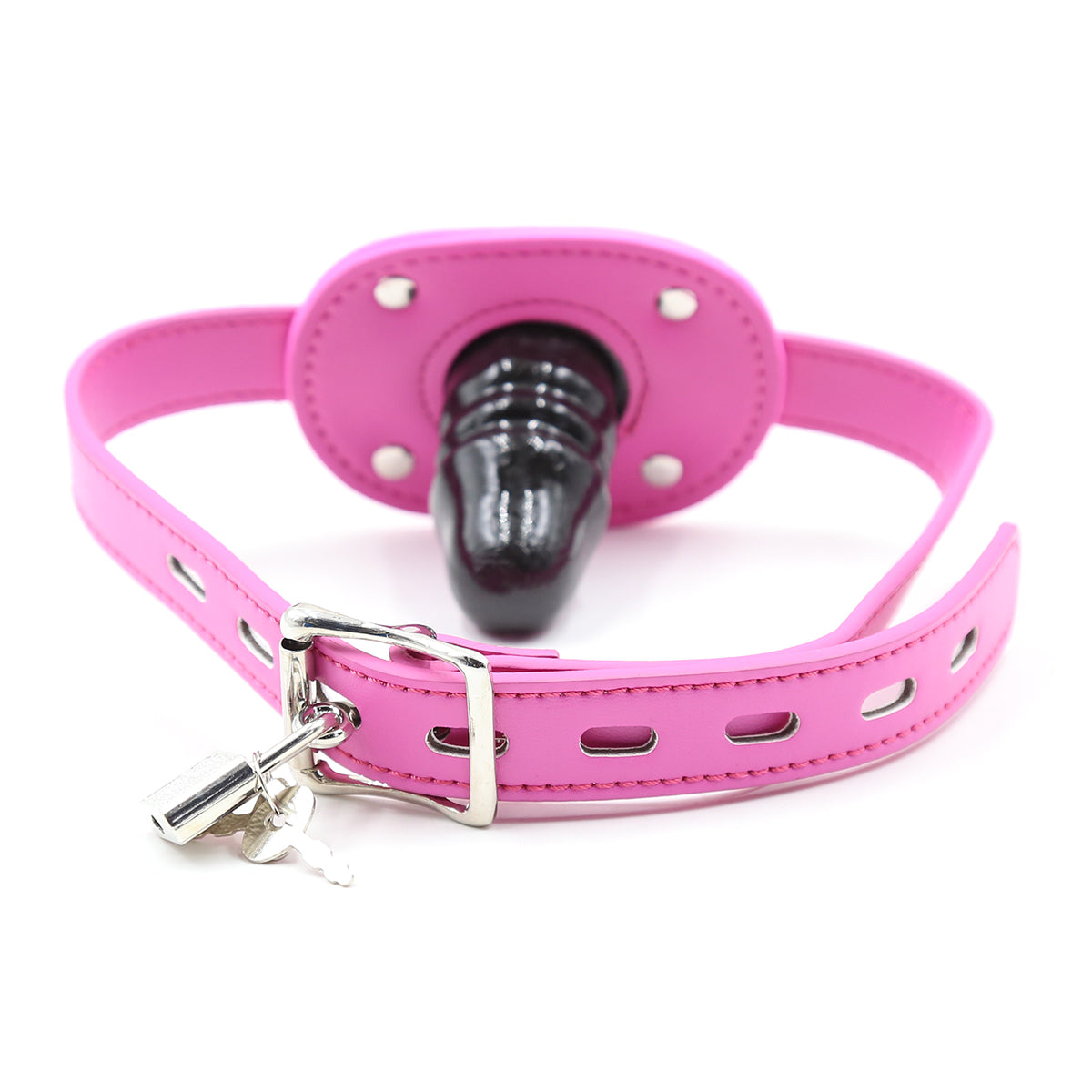 Pink leather Slave Black Face Dildo