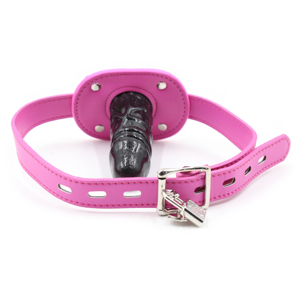 Pink leather Slave Black Face Dildo