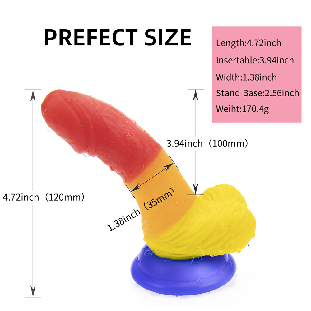5 Inch Small Curved Silicone Rainbow Dildo