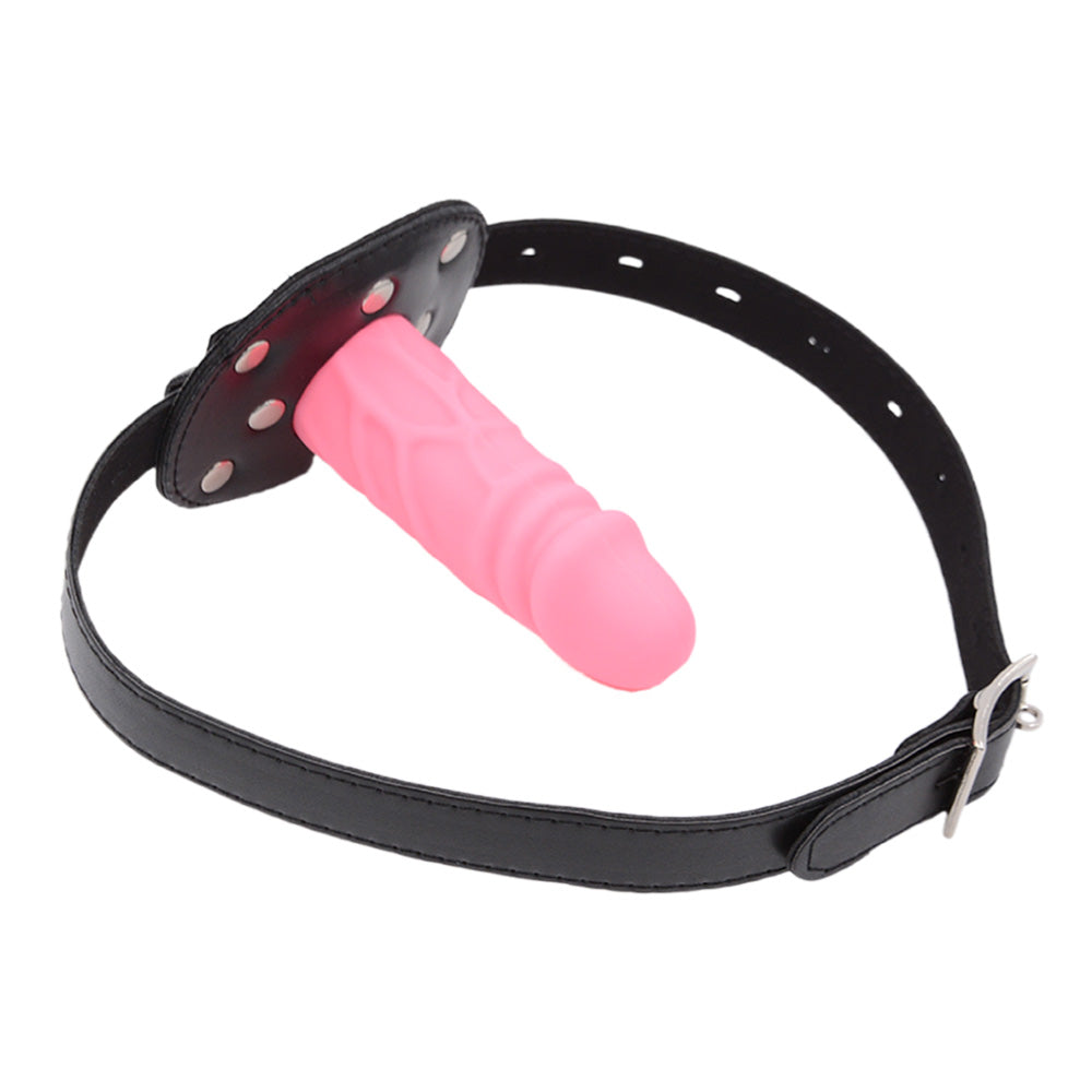 3.9 Inch Leather BDSM Face Dildo Gag