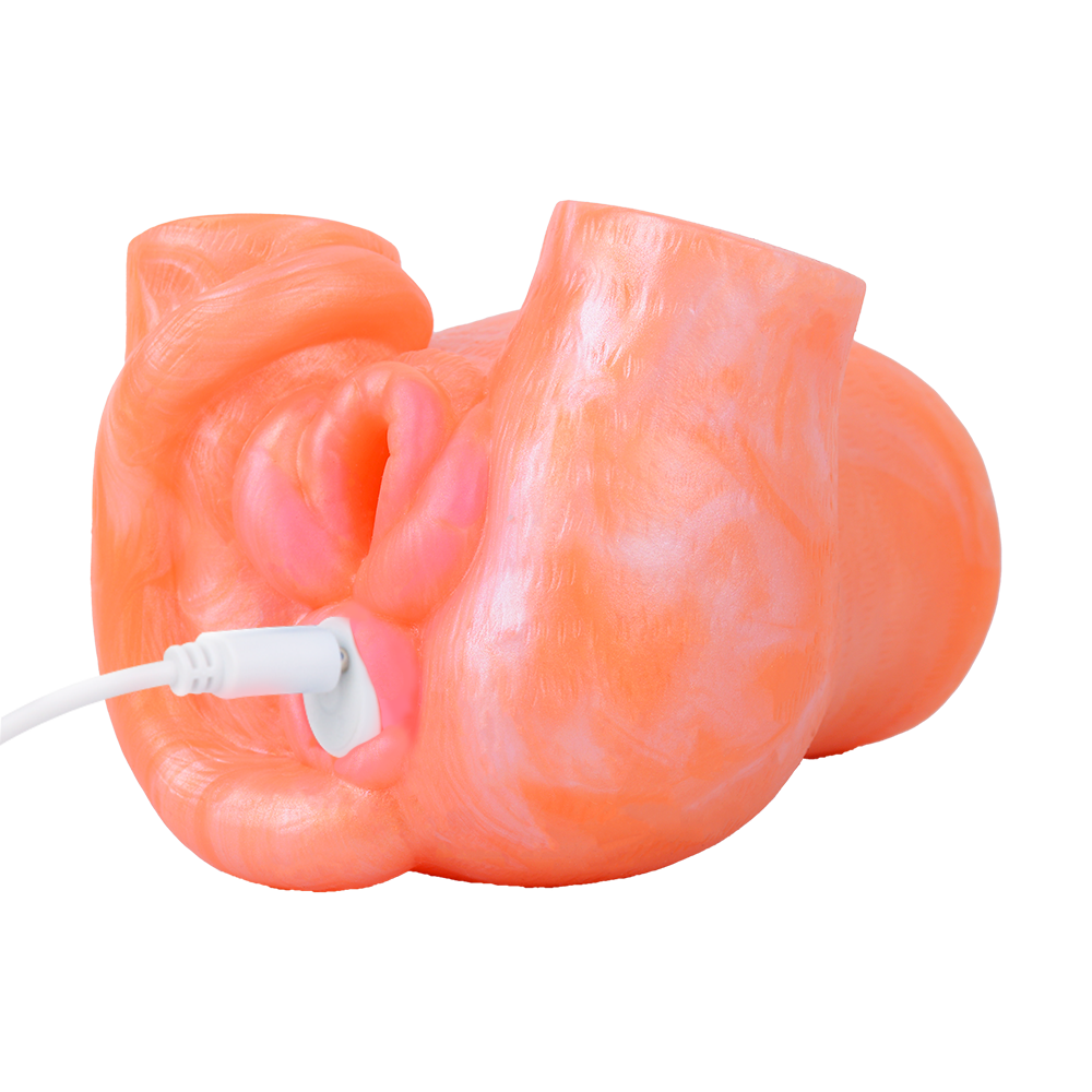 Orange Silicone Vibrating Pig Butt Male Masturbator