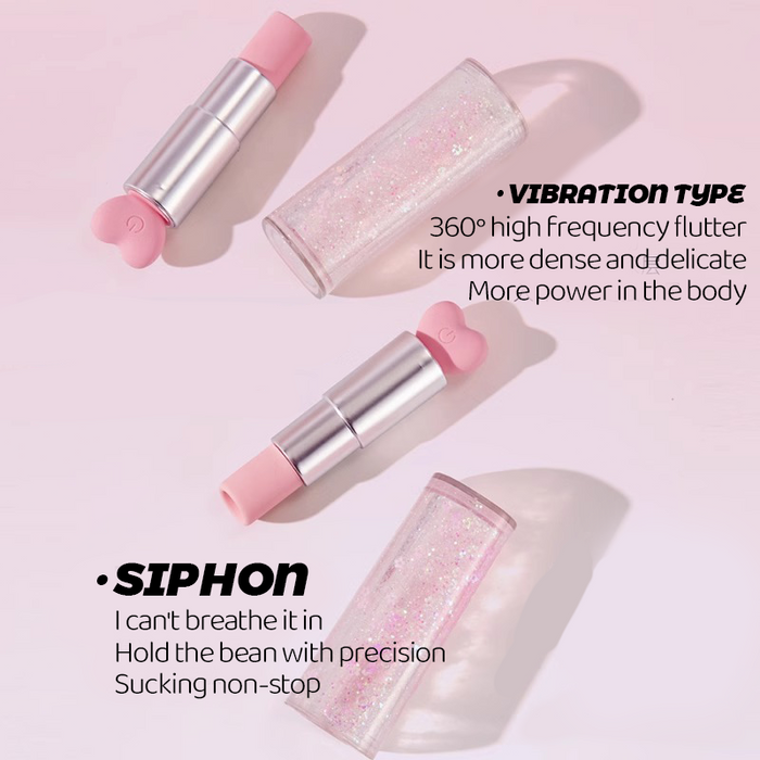 Pink Glitter Lipstick Shape Clitoris Vibrator