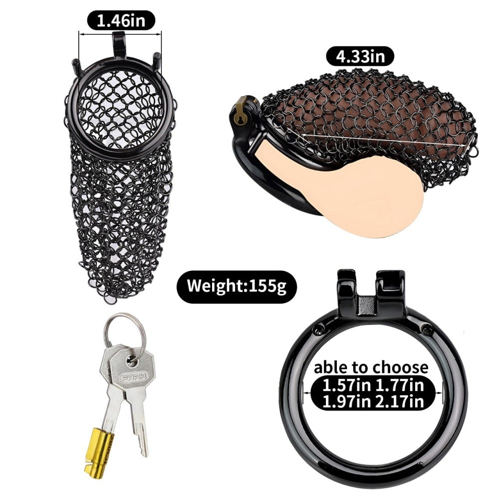 Black Metal Mesh Male Chastity Lock
