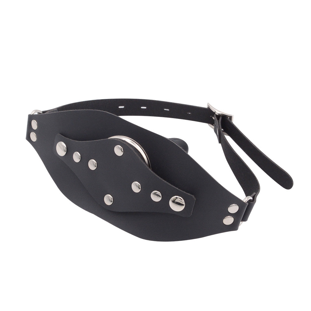 Black Leather Removable Facial Dildo Gag