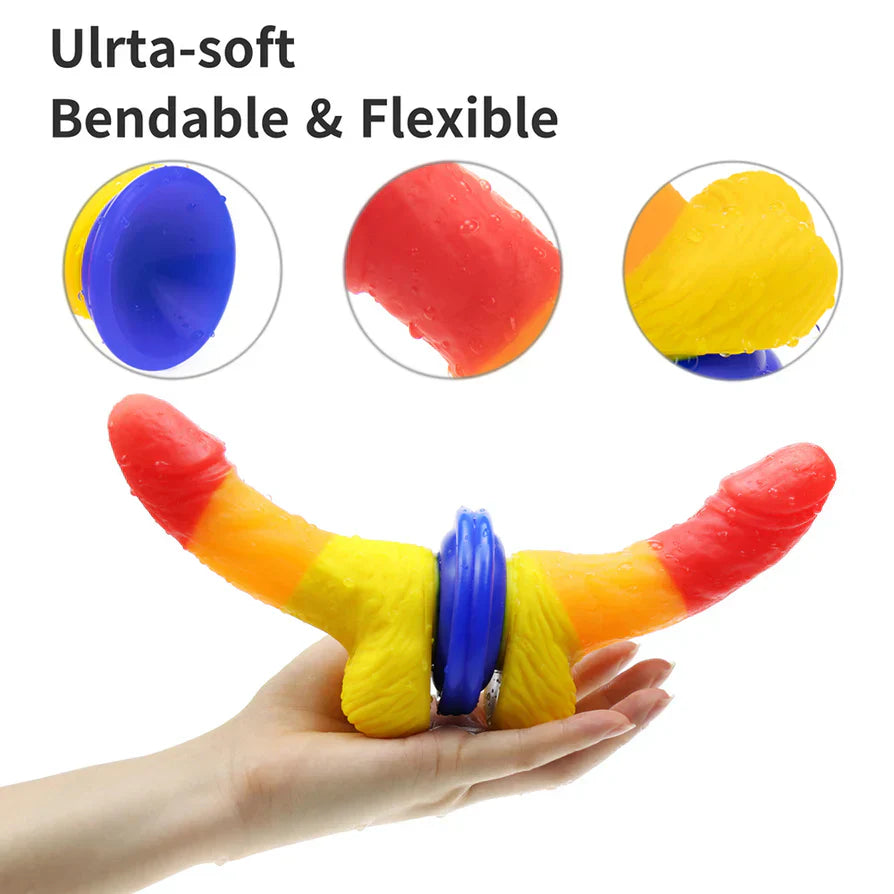 5 Inch Small Curved Silicone Rainbow Dildo
