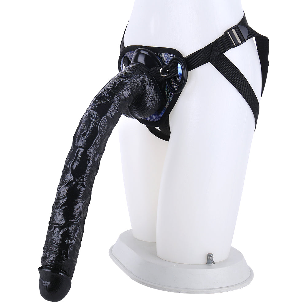Huge Strap On 16 Inch Long Black Dildo