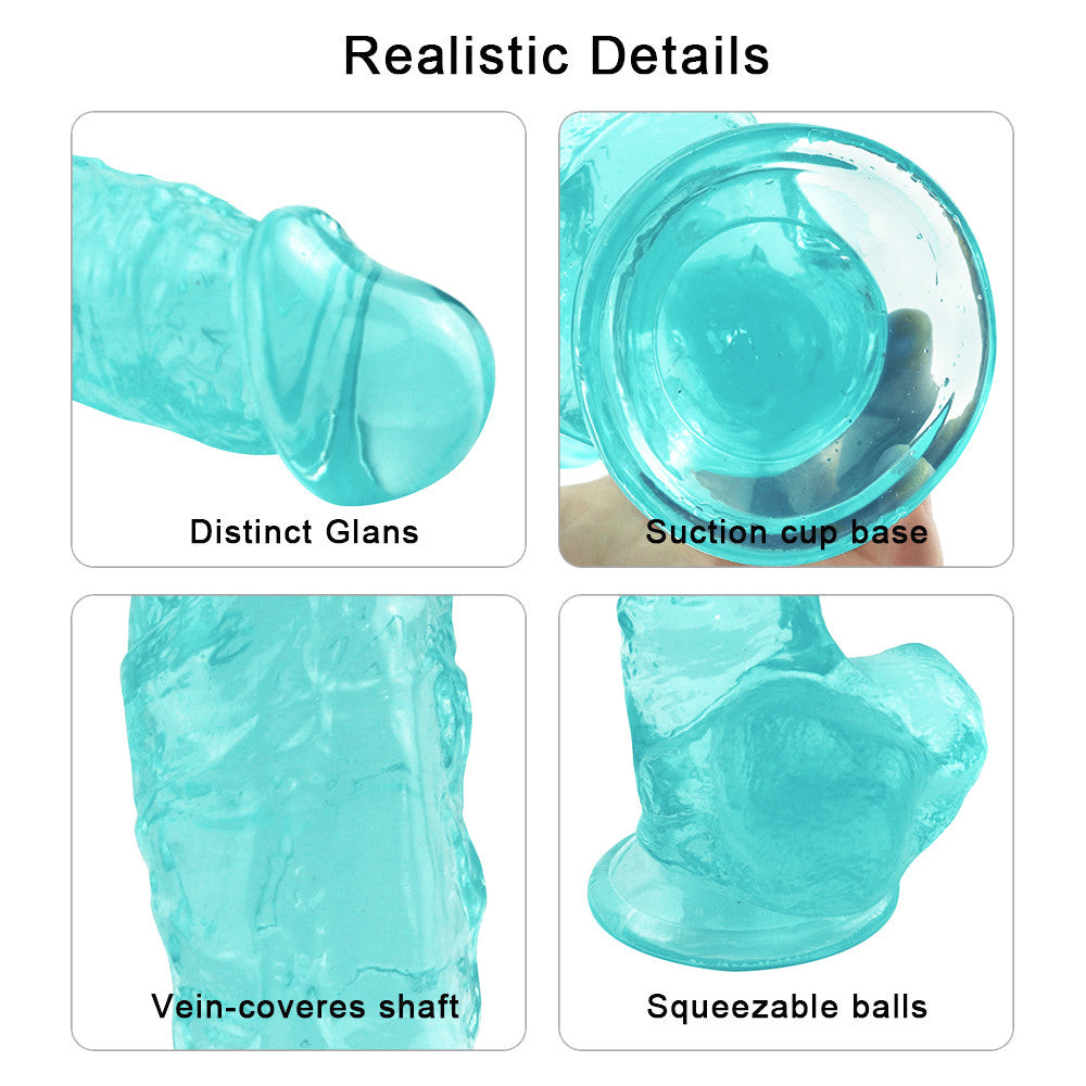 9 Inch Realistic Green Clear Jelly Dildo