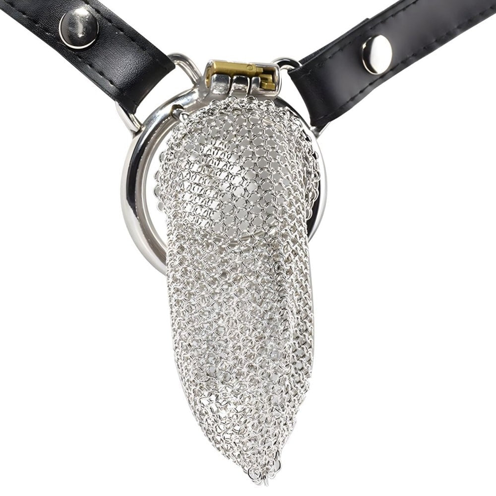 Bondage Cage Silver Mesh Male Metal Chastity