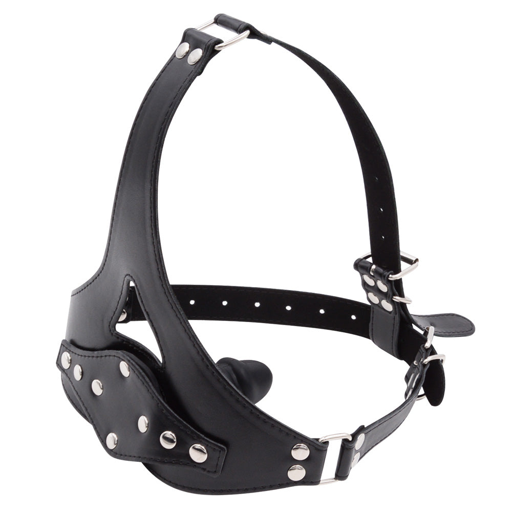 Black Leather Detachable Dildo Gag