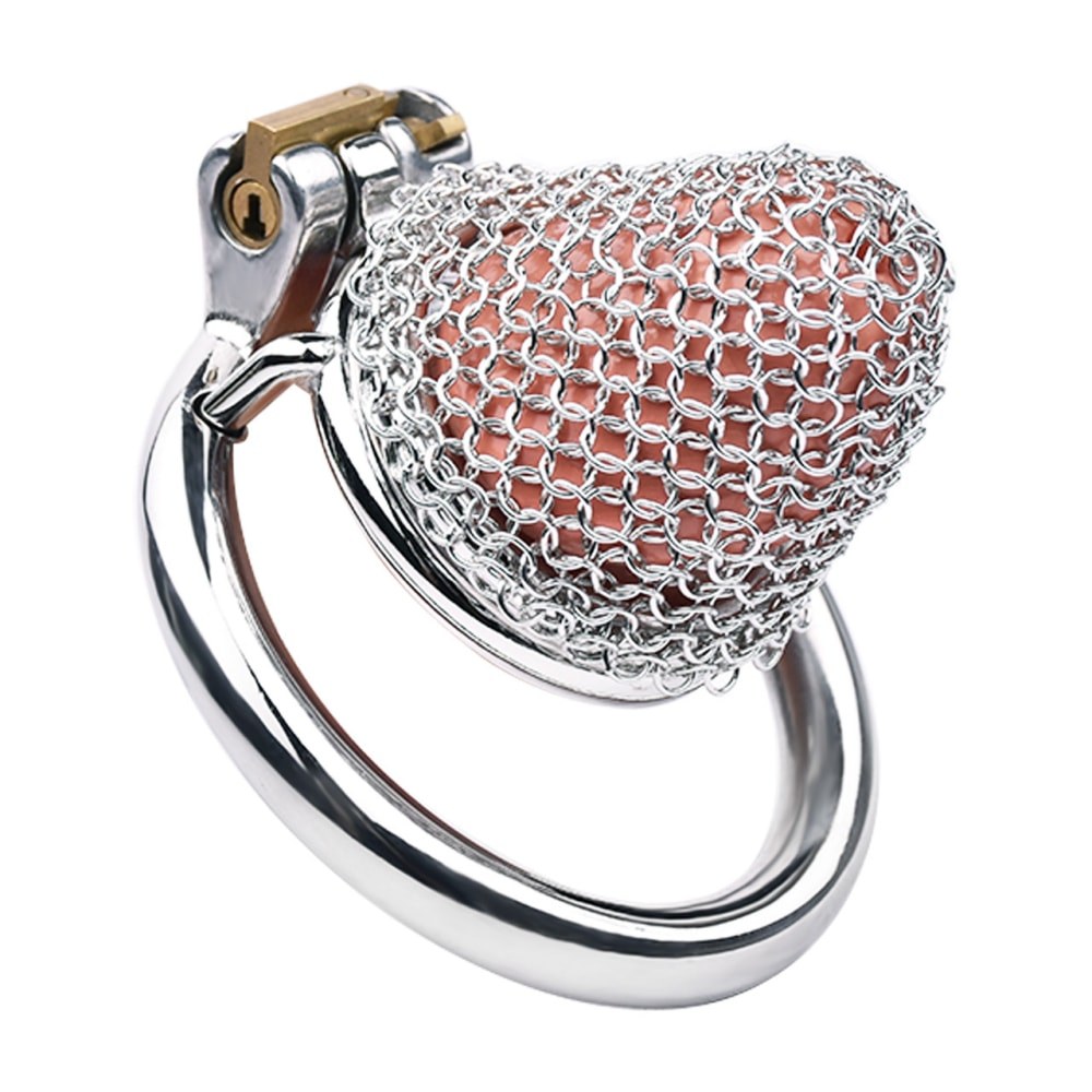 Bondage Cage Silver Mesh Male Metal Chastity