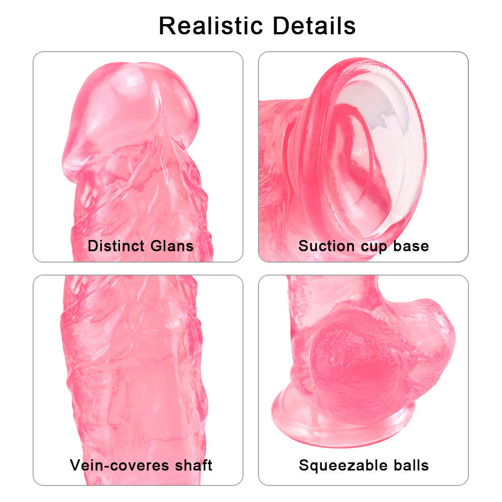 9 Inch Pink Transparent Cute Jelly Dildo
