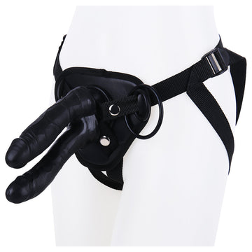 Black Double Penetration Strap On Dildo
