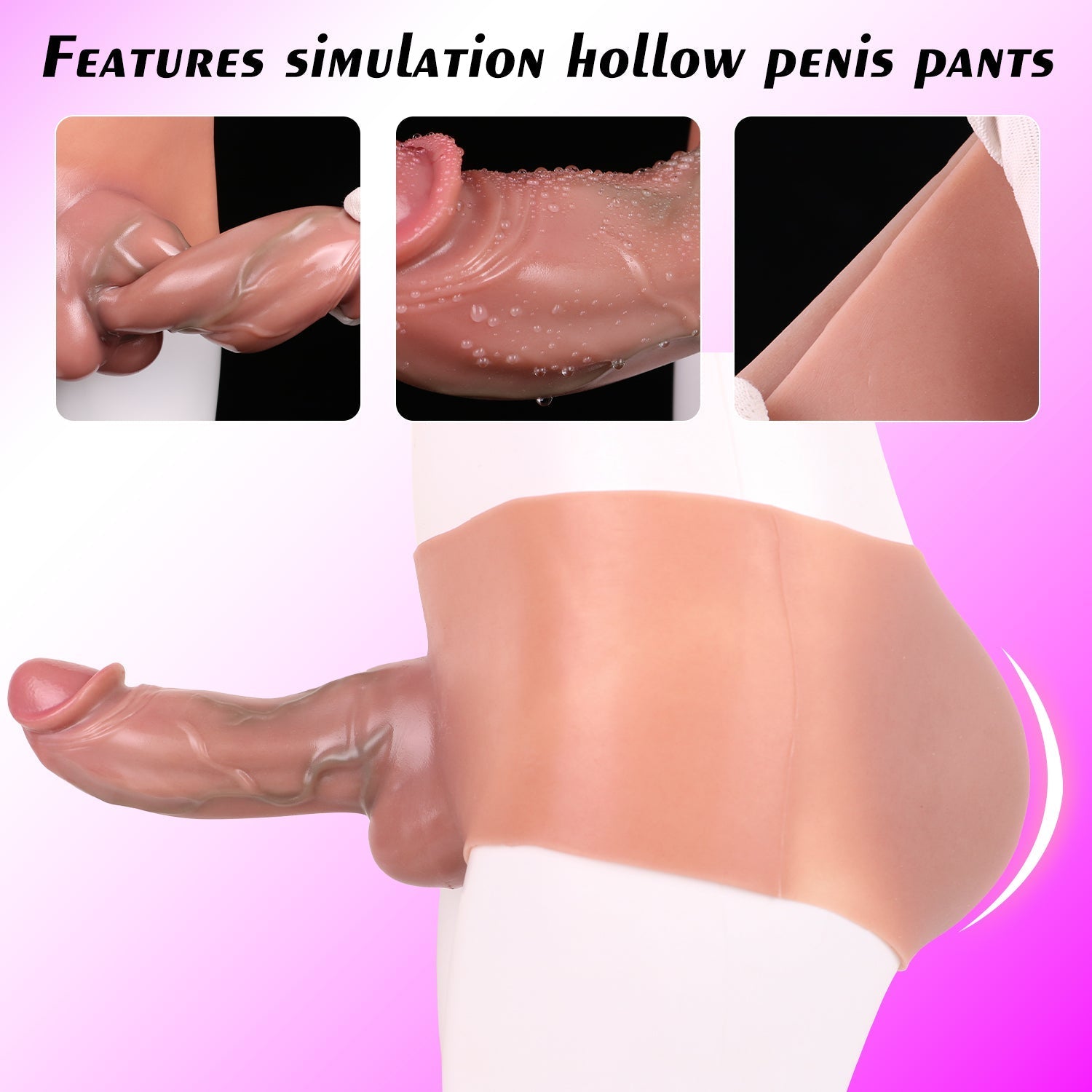 Wearable 8 Inch Realistic Thick Hollow Dildo Pants