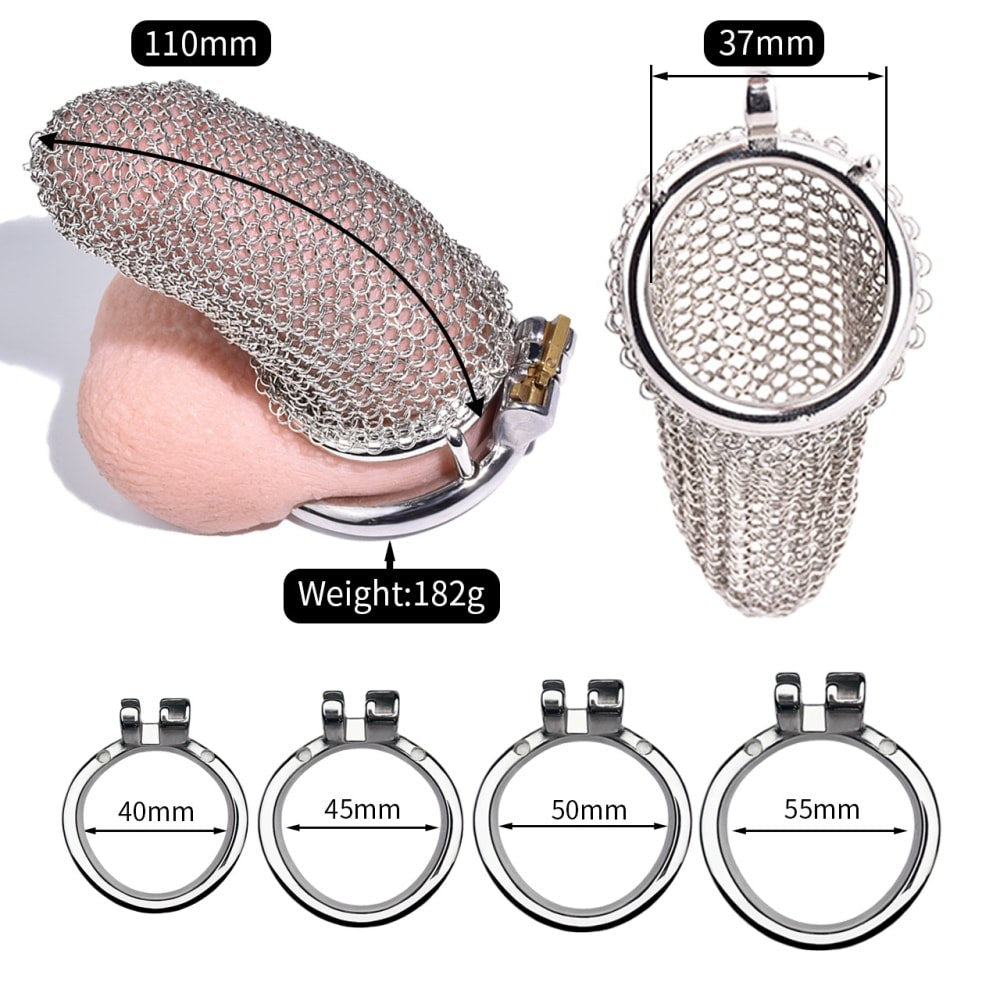 Bondage Cage Silver Mesh Male Metal Chastity
