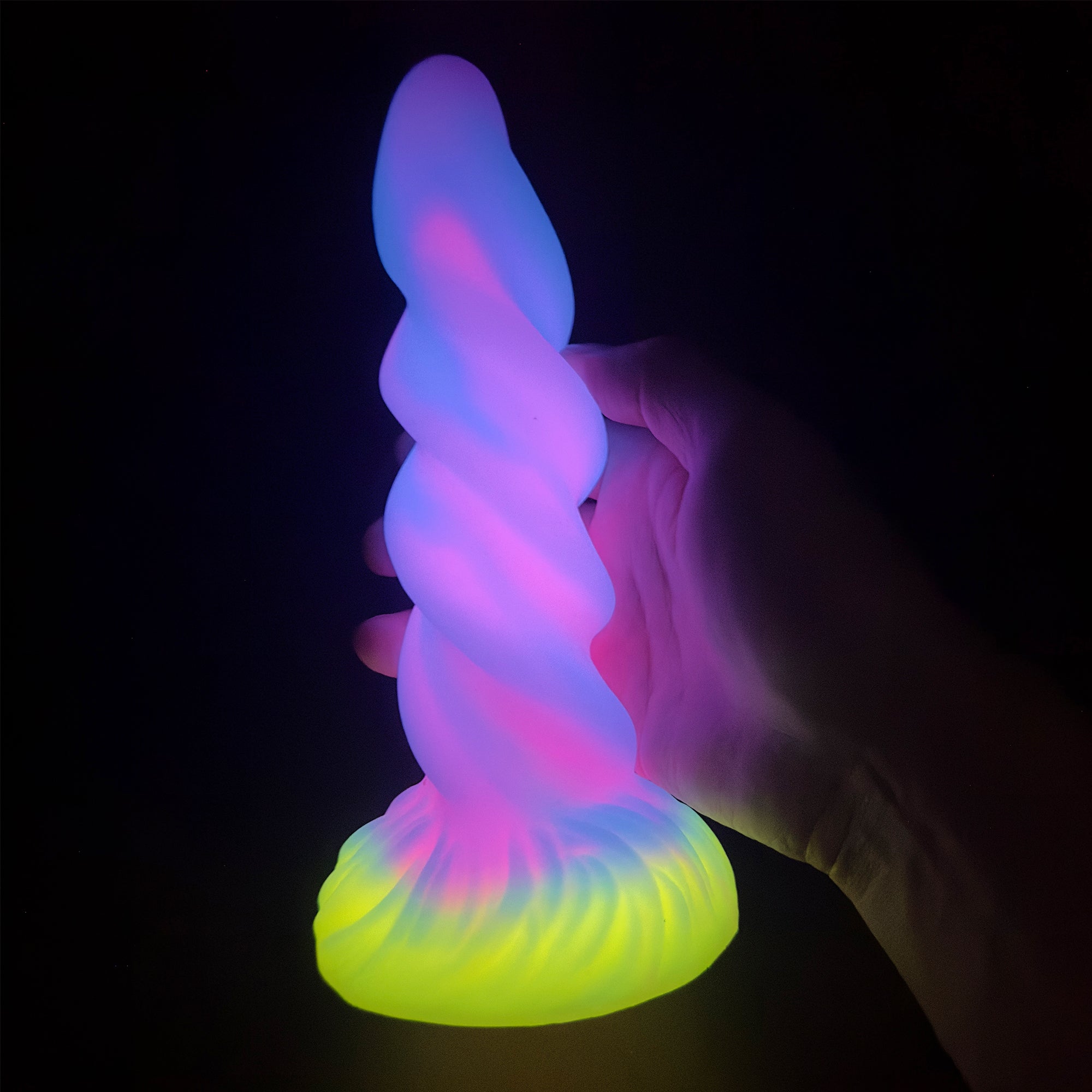 8 Inch Spiral Silicone Fluorescent Unicorn Dildo