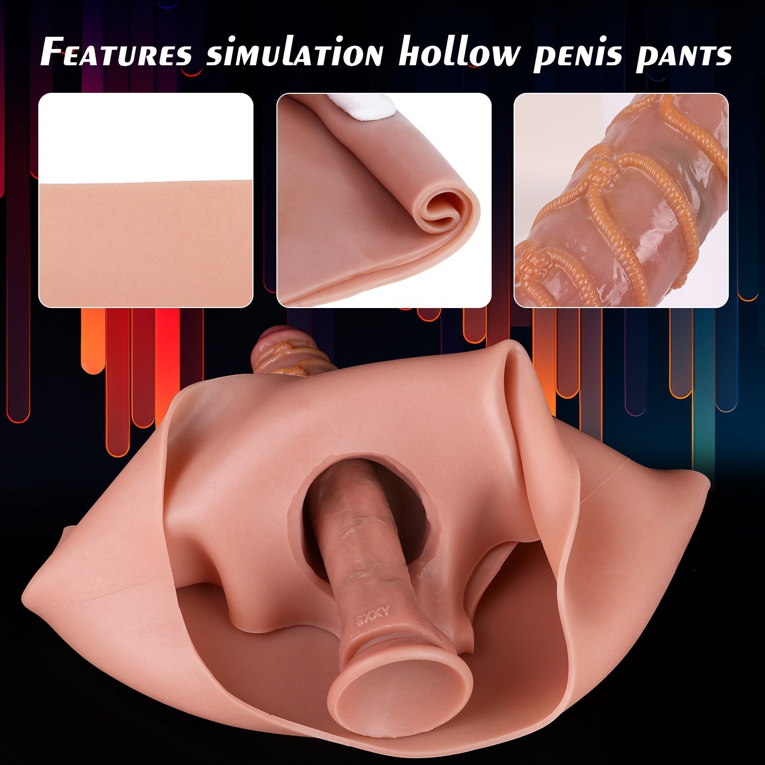 8 Inch Bondage Silicone Hollow Dildo Pants