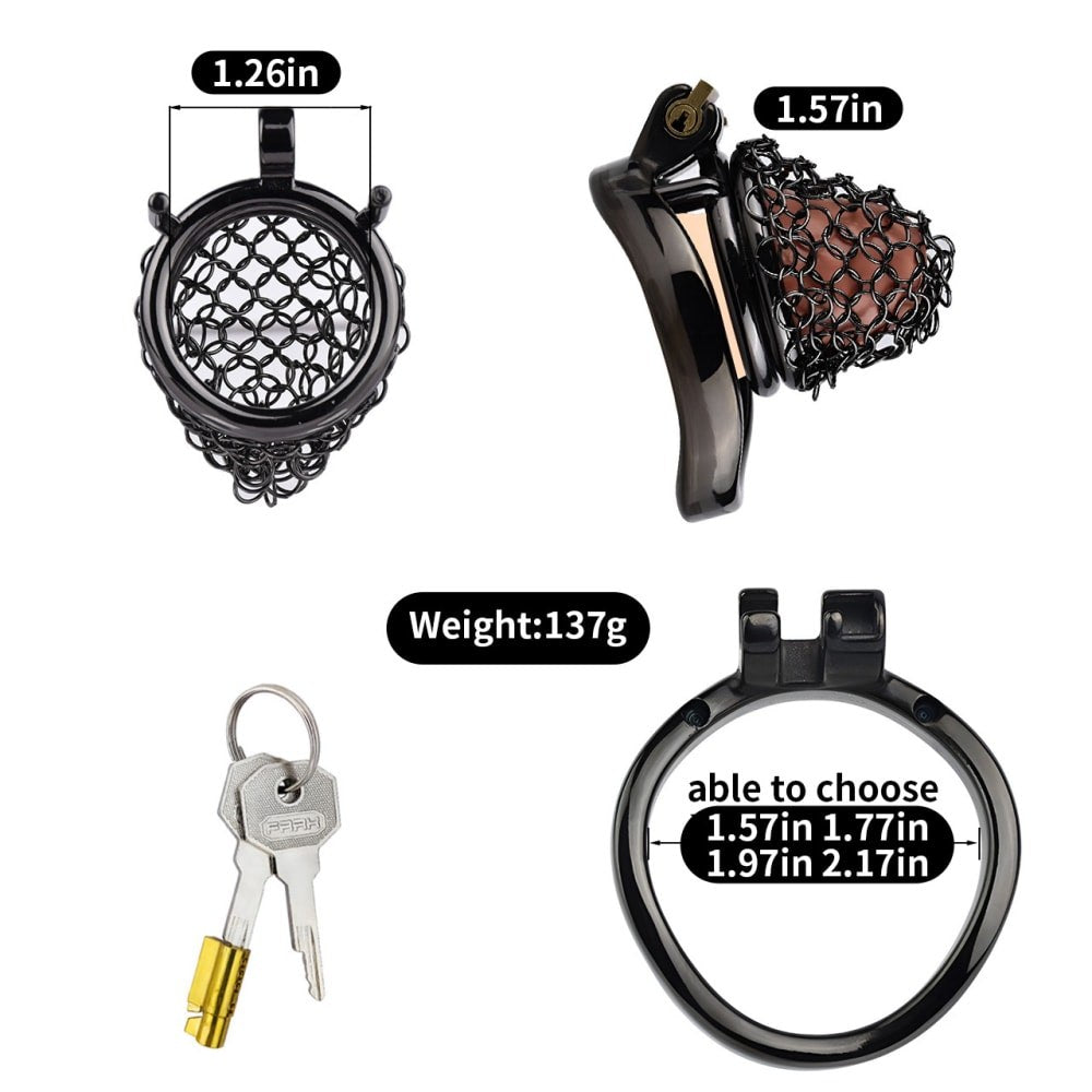 Black Metal Mesh Male Chastity Lock