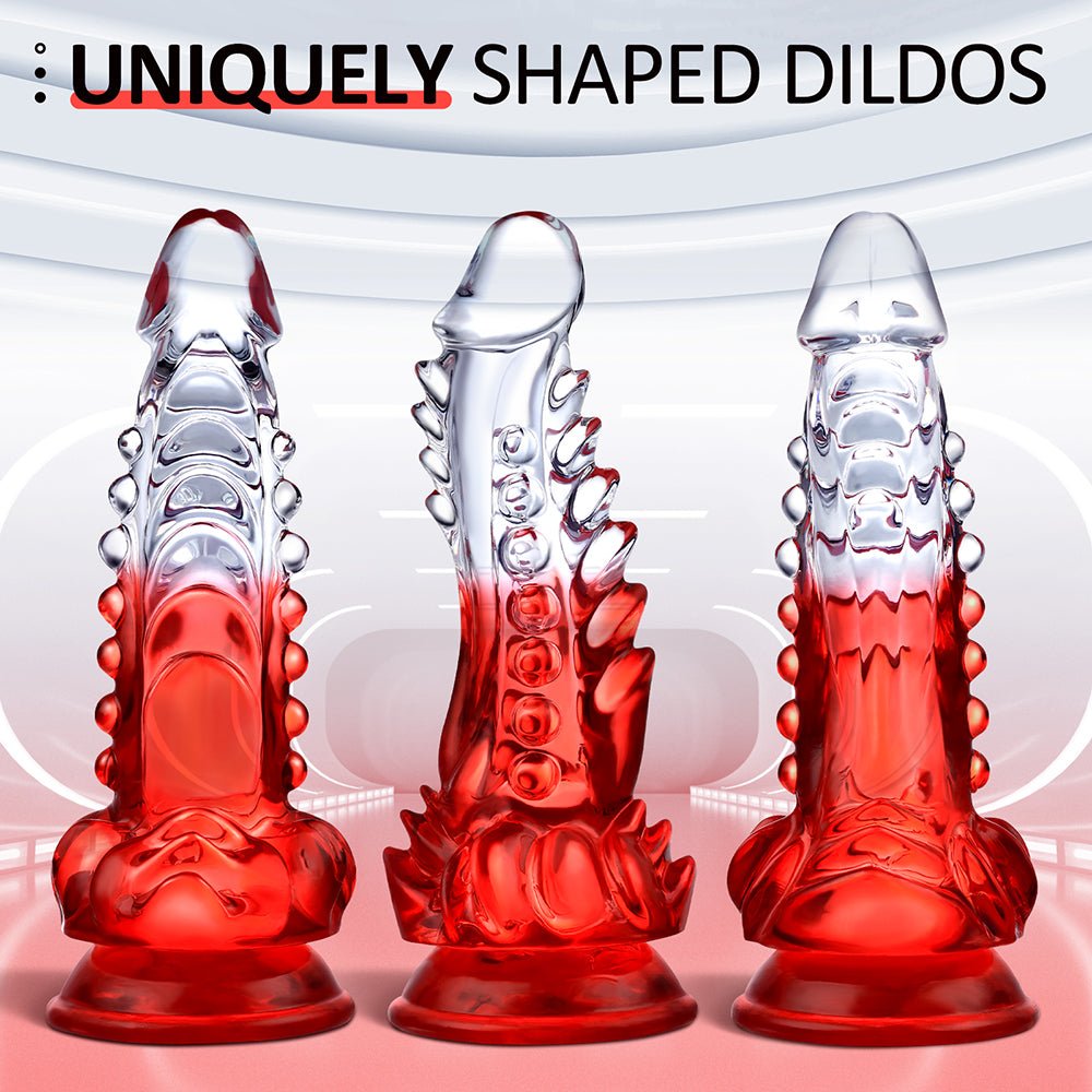 8 Inch Red Clear Spiked Dragon Dildo