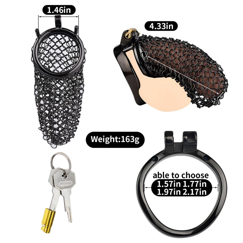 Black Metal Mesh Male Chastity Lock